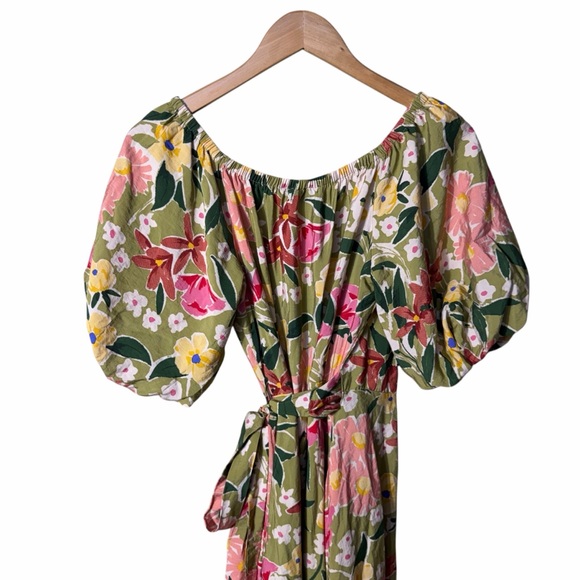 Vici Floral Puff Sleeve Wrap Midi Dress Size Small - Picture 7 of 10